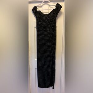 Windsor Black with Crystals Maxi Dress with sexy leg split